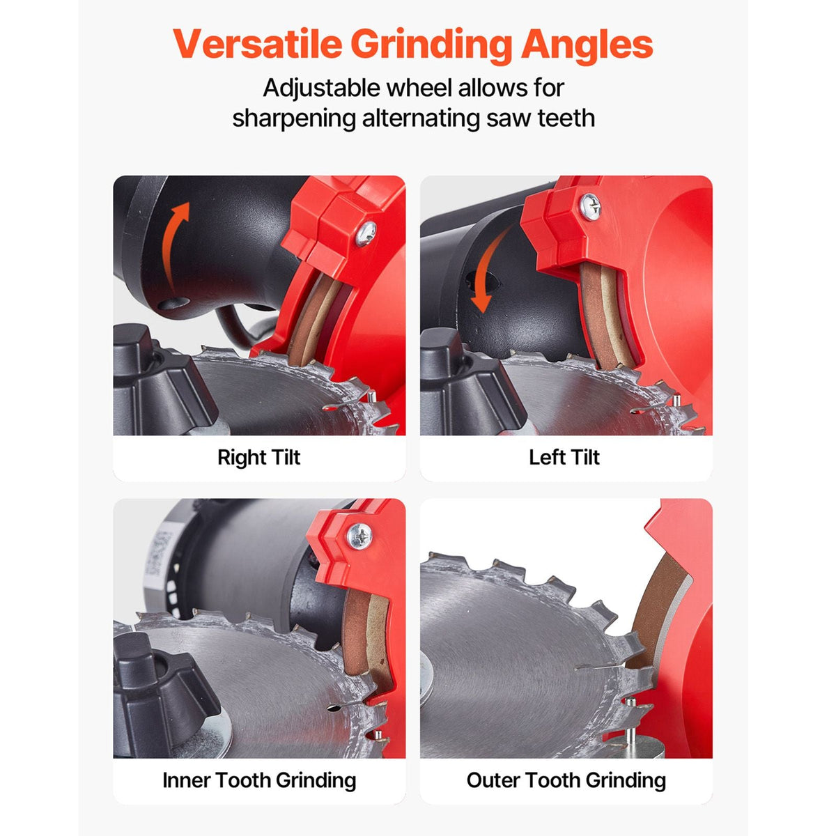 Circular Saw Blade Sharpener, 370W 3590RPM Rotary Angle Mill Grinder Sharpening Machine with 5" Grinding Wheel & 6 Saw Centerings - Fits Φ3.2" to Φ27.5" Circular Saw Blades