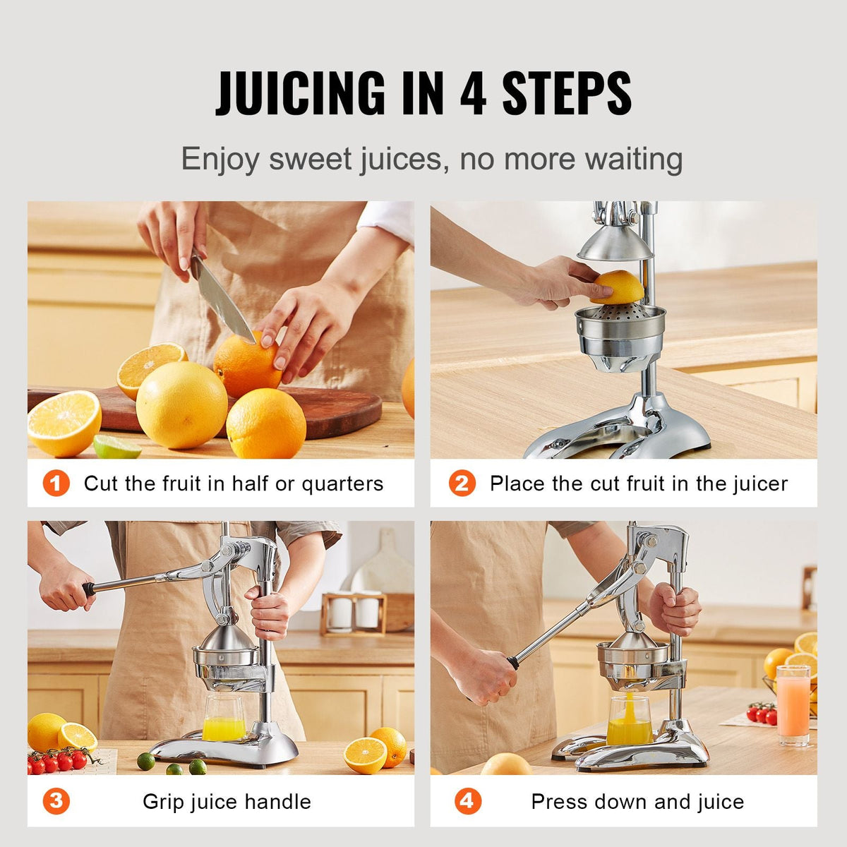 Citrus Juice Press, Hand Press Orange Juicer Press, Commercial Grade Manual Citrus Juicer Lemon Squeezer, Easy-to-Clean Fruit Press Juicer for Lemon Pomegranate Orange Juice