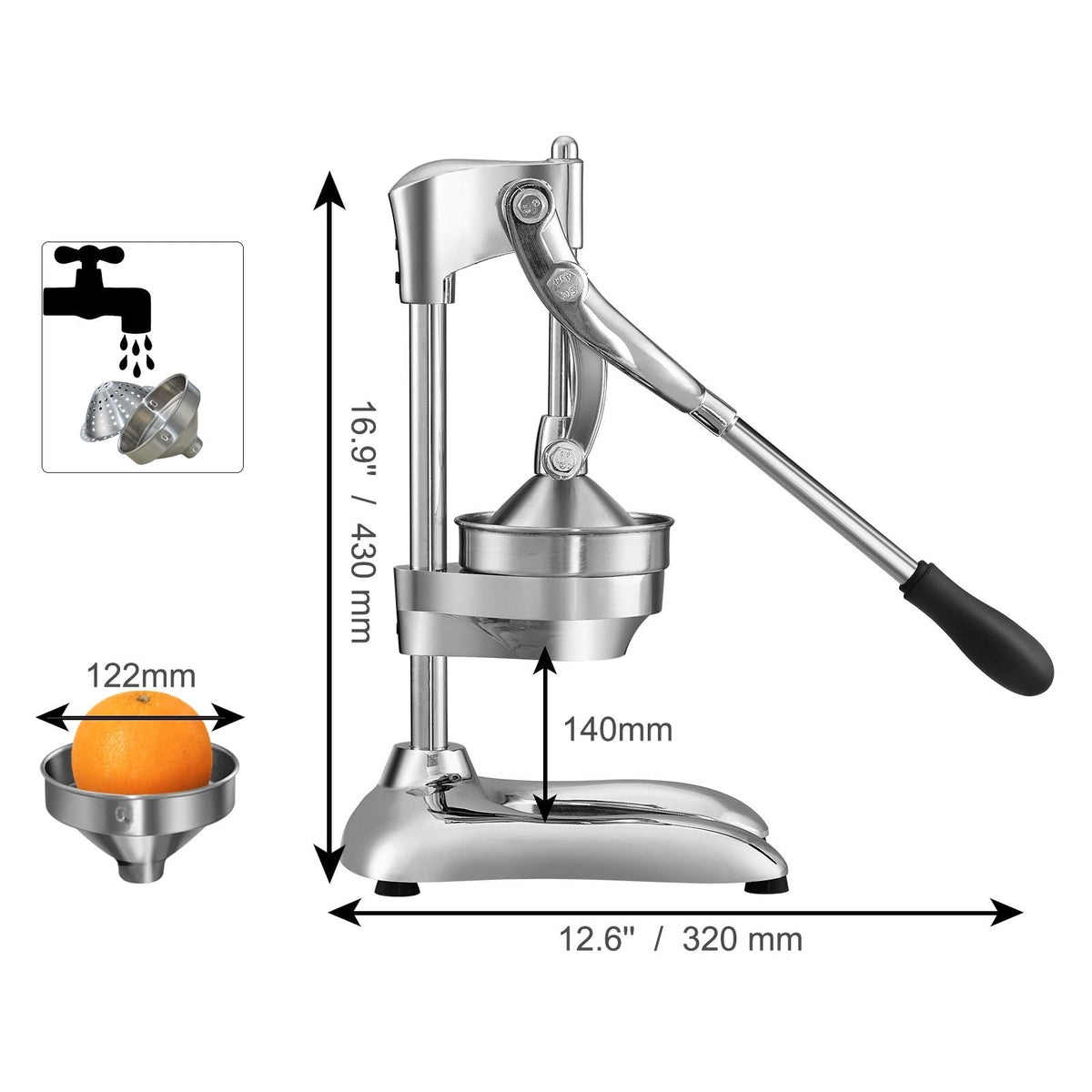 Citrus Juice Press, Hand Press Orange Juicer Press, Commercial Grade Manual Citrus Juicer Lemon Squeezer, Easy-to-Clean Fruit Press Juicer for Lemon Pomegranate Orange Juice