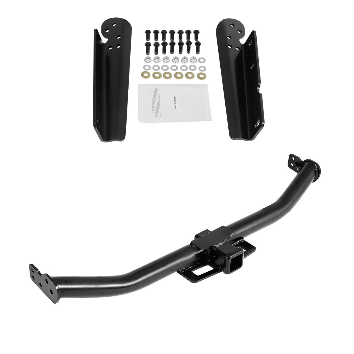 Class 3 Trailer Hitch, 2-Inch Receiver, Compatible with 2014-2019 Toyota Highlander, Q345B Steel Tube Frame, Multi-Fit Hitch to Receive Ball Mount, Cargo Carrier, Bike Rack, and Tow Hook, Black