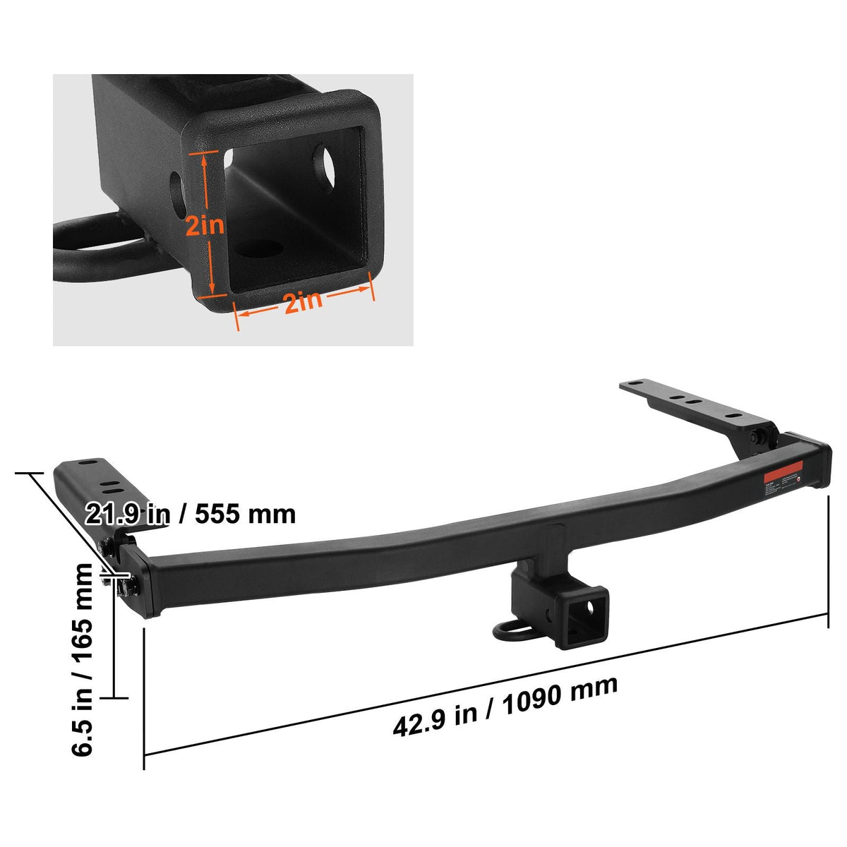 Class 3 Trailer Hitch, 2-Inch Receiver, Q455B Steel Tube Frame, Compatible with 2020-2023 Toyota Highlander, Multi-Fit Hitch to Receive Ball Mount, Cargo Carrier, Bike Rack, and Tow Hook, Black