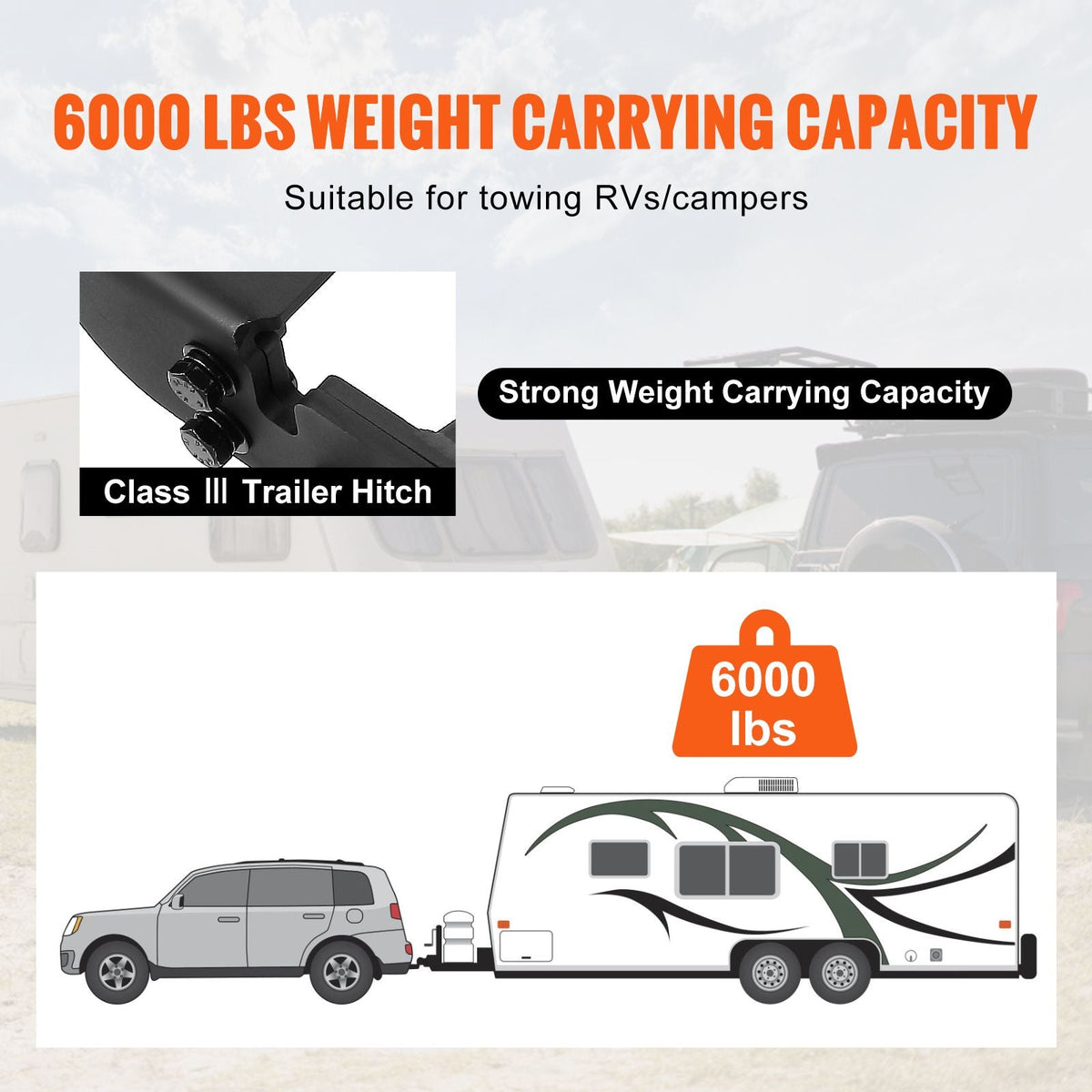 Class 3 Trailer Hitch, 2-Inch Receiver, Q455B Steel Tube Frame, Compatible with 2020-2023 Toyota Highlander, Multi-Fit Hitch to Receive Ball Mount, Cargo Carrier, Bike Rack, and Tow Hook, Black