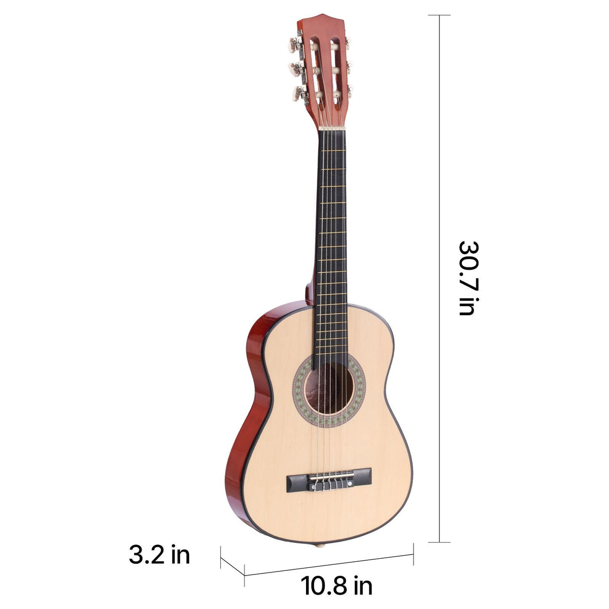 Classical Guitar, 30 Inch, Wood Classical Guitar Starter Kit for Beginners, with Nylon Strings, Gig Bag, Strap, Tuner, Extra Strings, Picks, Capo, Basswood, for Kids Girls Boys Students, Natural