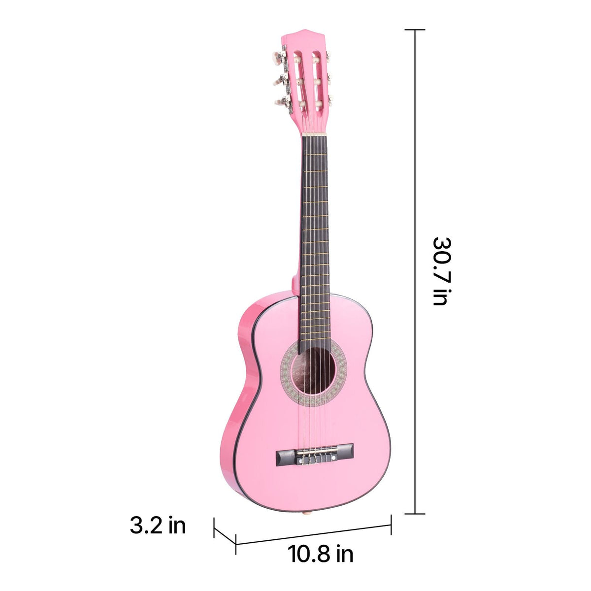 Classical Guitar, 30 Inch, Wood Classical Guitar Starter Kit for Beginners, with Nylon Strings, Gig Bag, Strap, Tuner, Extra Strings, Picks, Capo, Basswood, for Kids Girls Boys Students, Pink
