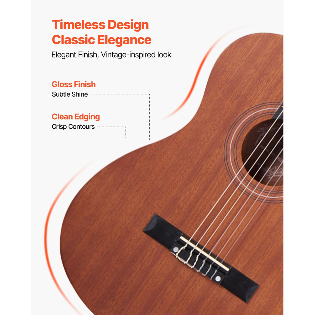 Classical Guitar, 36 Inch, Wood Classical Guitar Starter Kit for Beginners, with Nylon Strings, Gig Bag, Strap, Tuner, Extra Strings, Picks, Capo, Sapele & Rosewood, for Kids Girls Boys, Natural
