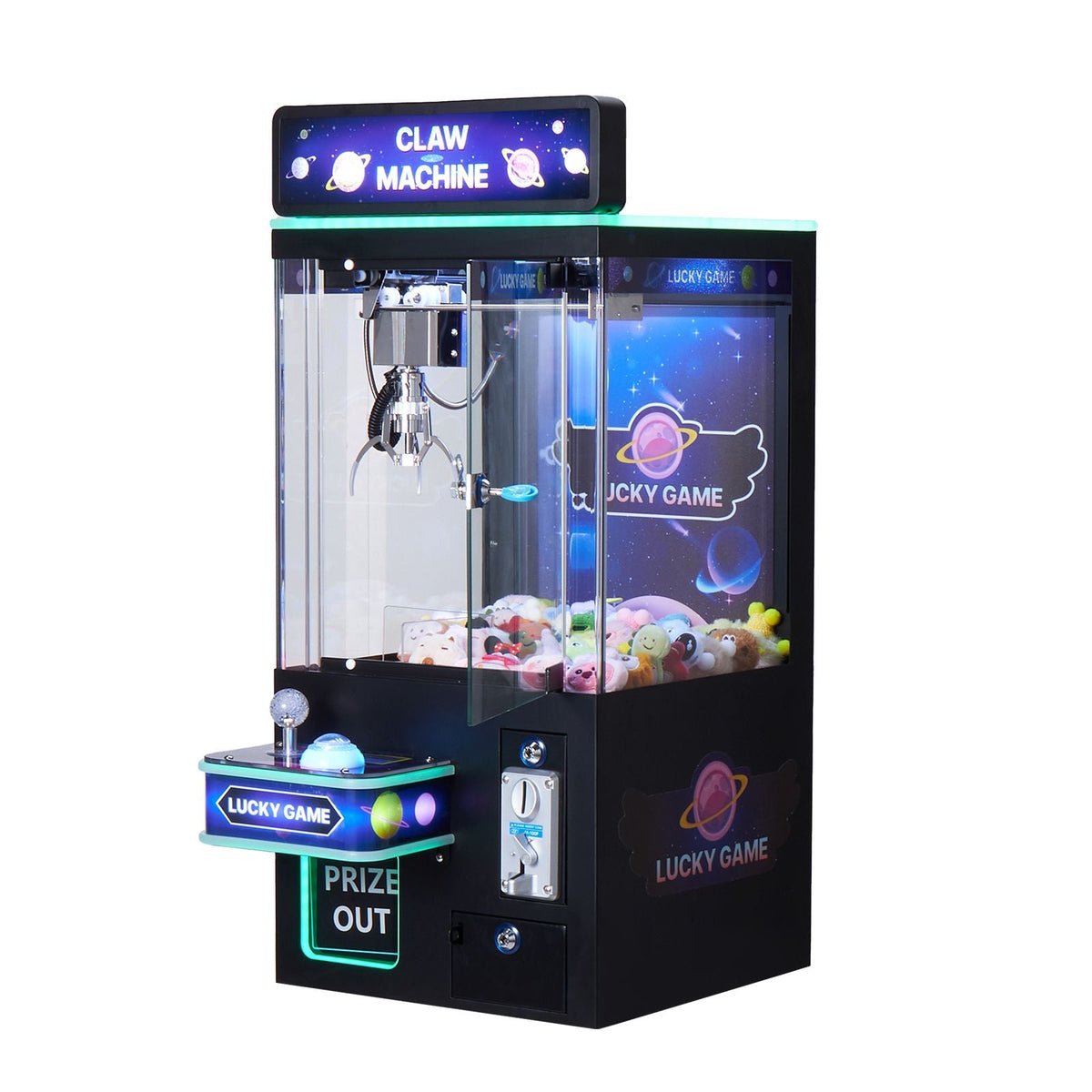 Claw Crane Machine, Medium-Sized Arcade Game Machine with Light & Sound, Adjustable Steel Claws, Precise Toy Candy Grabber Prize Dispenser Vending Toy, for Commercial Home Cinema, Black Purple