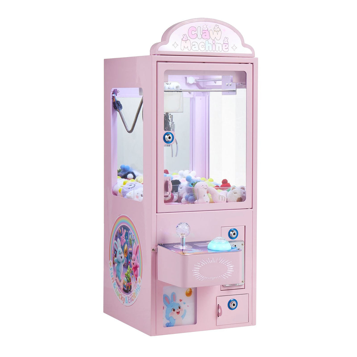 Claw Crane Machine, Medium-Sized Arcade Game Machine with Light & Sound, Adjustable Steel Claws, Precise Toy Candy Grabber Prize Dispenser Vending Toy, for Commercial Home Parties Cinema, Pink
