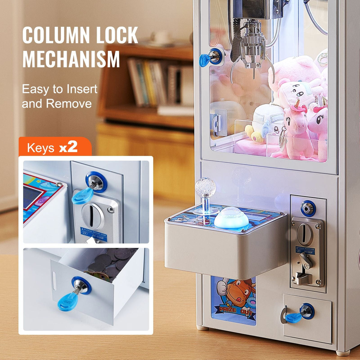 Claw Machine, 0-3" Jaw Diameter 0-5" Jaw lifting, Crane Prize Grabber Commercial Arcade Game Toys, Cool Fun Grab-And-Win Machine w/ Light and Sound, Dispenser Vending Toy For Kids,Boys &Girls