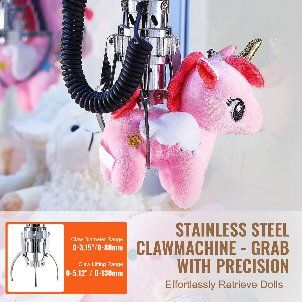 Claw Machine, 0-3" Jaw Diameter 0-5" Jaw lifting, Crane Prize Grabber Commercial Arcade Game Toys, Cool Fun Grab-And-Win Machine w/ Light and Sound, Dispenser Vending Toy For Kids,Boys &Girls