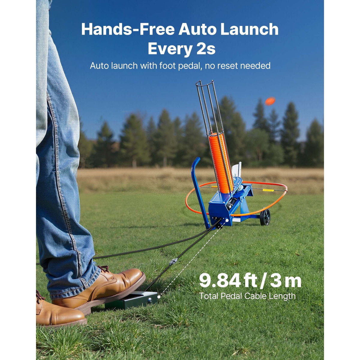 Clay Target Thrower, 75-80 Clays Pigeon Thrower, 55+ Yards Automatic Skeet and Trap Launcher on Wheels - with Adjustable Angle, Foot Pedal & Pull Handle for Clays Throwing, Shooting Sports