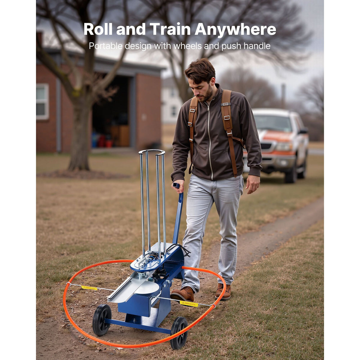 Clay Target Thrower, Max 50 Clays Pigeon Thrower, 55+ Yards Automatic Skeet and Trap Launcher on Wheels - with Adjustable Angle, Foot Pedal & Pull Handle for Clays Throwing Shooting Sports