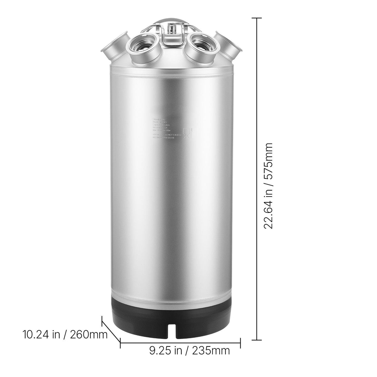 Cleaning Keg, 5 Gallon/19L Keg Line Cleaning Kit with 4 D Coupler Connections & Rubber Base, Beer Lines Cleaner Used for Beer Line Cleaning, 304 Stainless Steel Kegerator Beers Lines Cleaner Kit