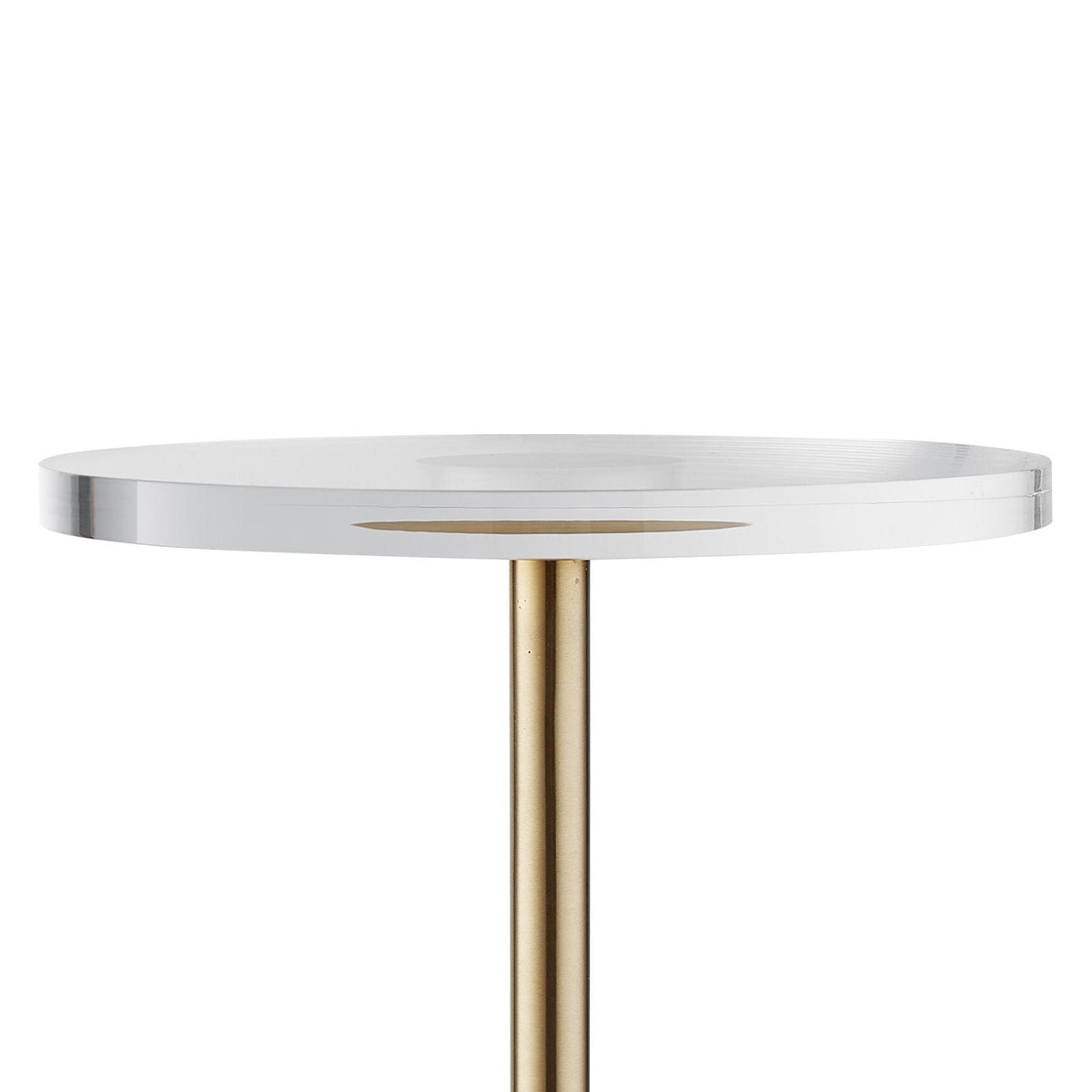 Clear Acrylic End Table, Acrylic Side Table with a Solid Base, 11.9 x 11.9 inch Round Tabletop, 21.4 inch High, for Coffee, Drink, Food, Snack used in Living Room, Bedroom, and Study
