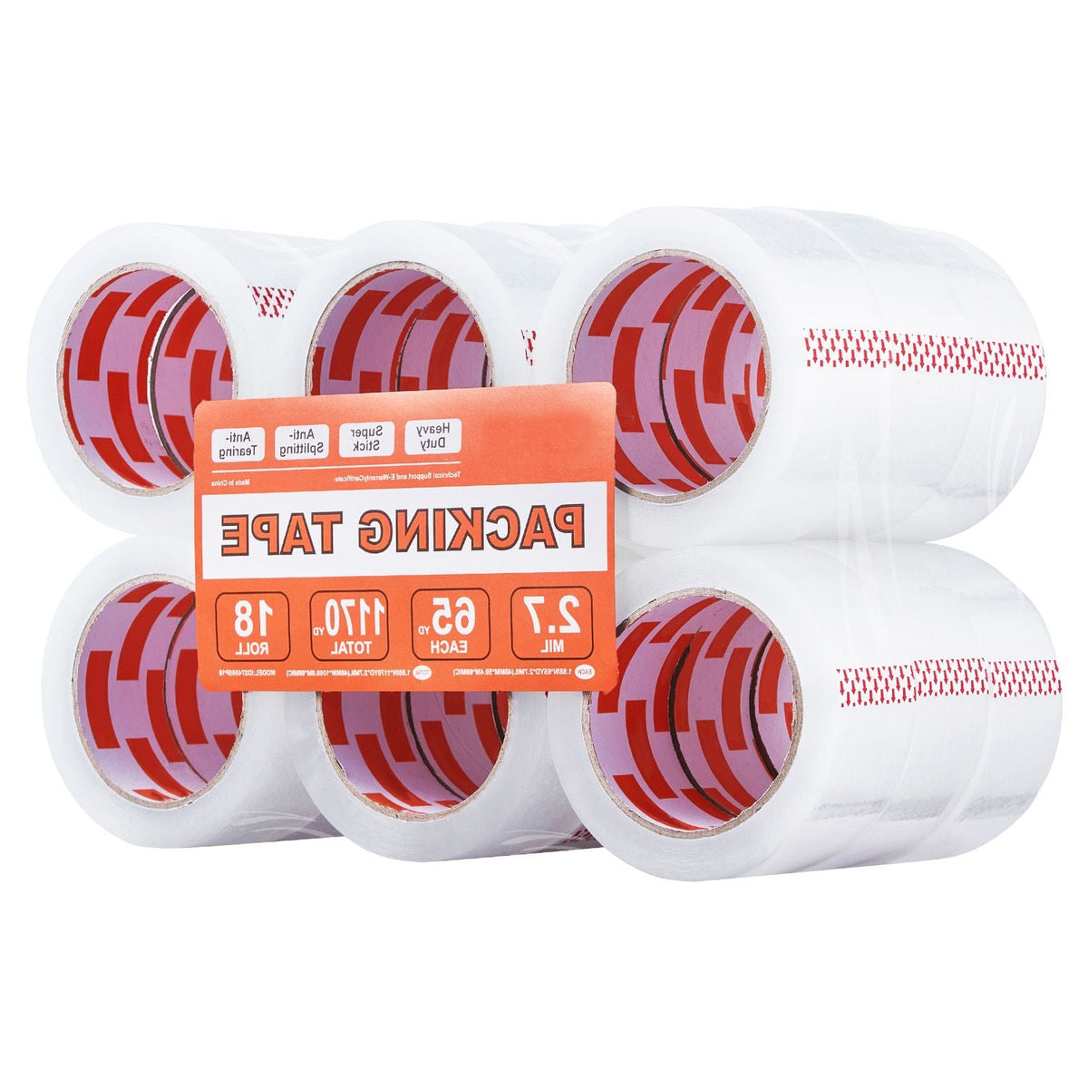 Clear Packing Tape, 3 inches Core, 12 Rolls 1.88 Inches x 65 Yards Packing Tape with Dispenser, 2.7 Mil Heavy Duty Packaging Tape Designed for Moving, Storage and Packing, Shipping and Mailing