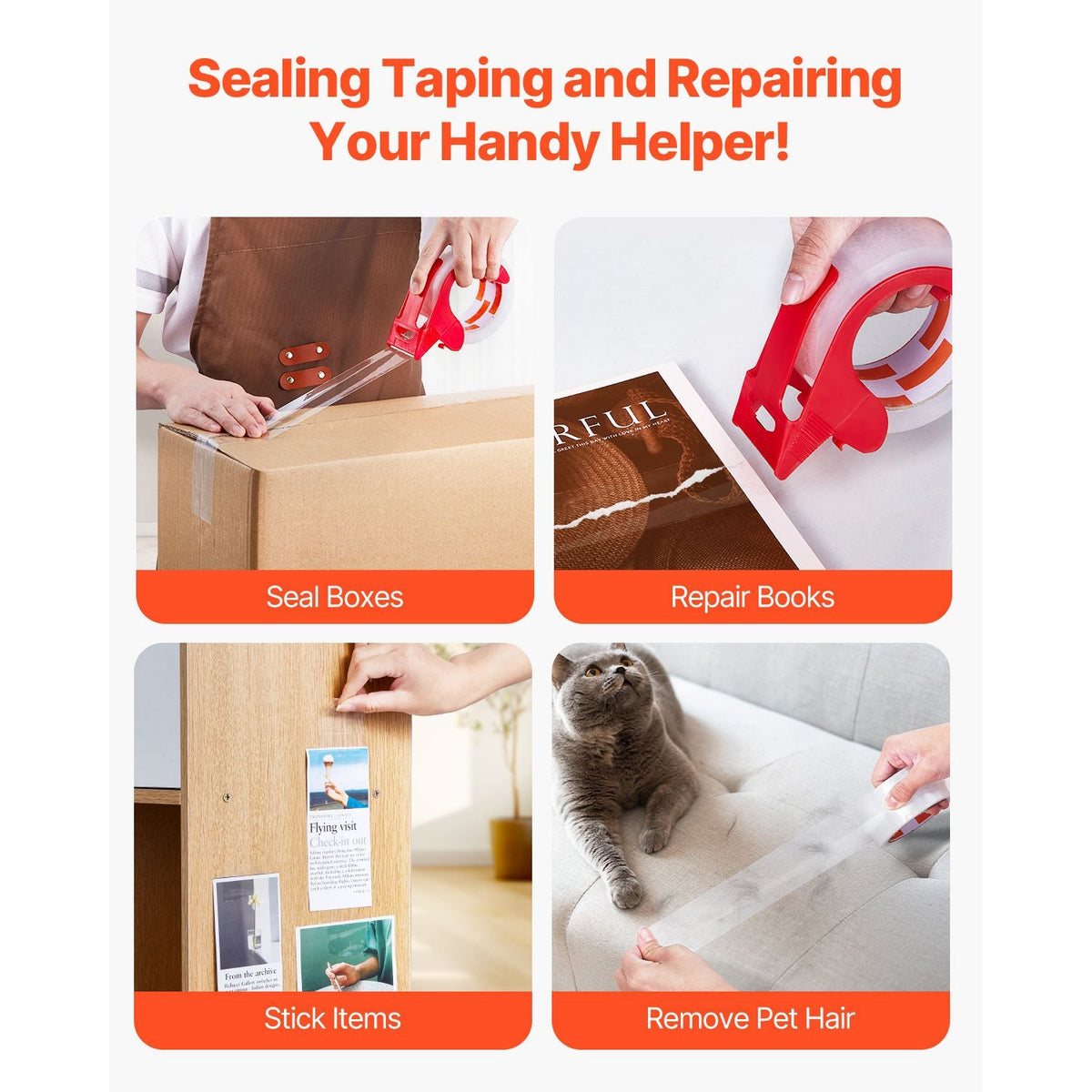 Clear Packing Tape, 3 inches Core, 12 Rolls 1.88 Inches x 65 Yards Packing Tape with Dispenser, 2.7 Mil Heavy Duty Packaging Tape Designed for Moving, Storage and Packing, Shipping and Mailing