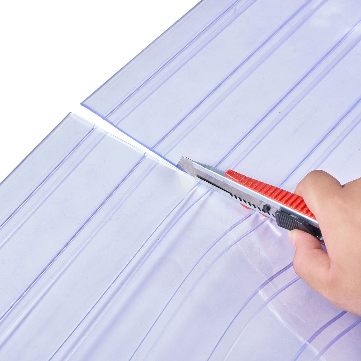 Clear PVC Strip Curtain, 101 ft Length x 12 in Width, Ribbed Plastic Door Strip Bulk Roll, Walk in Freezer Cooler Curtain Strips for Doorways of Supermarket, Garage, Warehouse, Pet Animal House