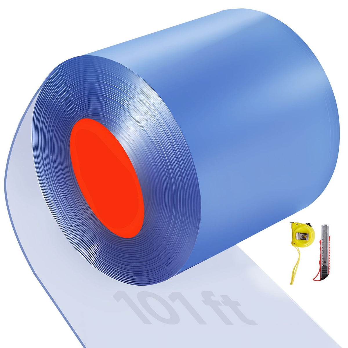 Clear PVC Strip Curtain, 101 ft Length x 12 in Width, Thermal Insulating Plastic Door Strip Bulk Roll, Walk in Freezer Cooler Curtain Strips for Doorways of Supermarket, Garage, Warehouse