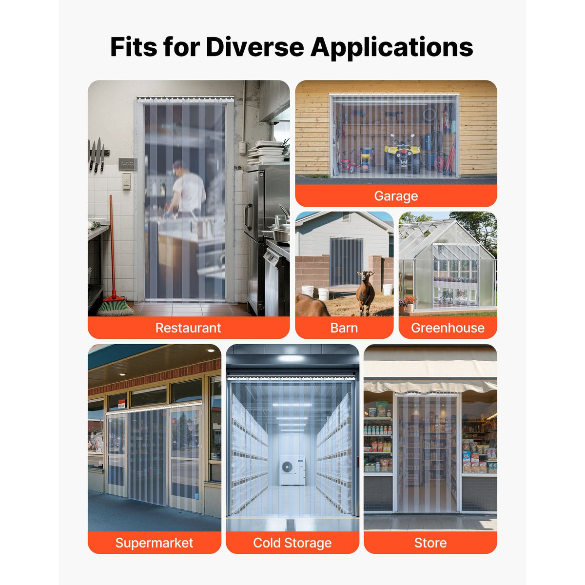 Clear PVC Strip Curtain, 84 in Height x 48 in Width x 0.08 in Thickness, 8 PCS Walk in Freezer Cooler Curtain Strips, Thermal Insulating Plastic Door Strips for Warehouse, Freezer, Garage Doors