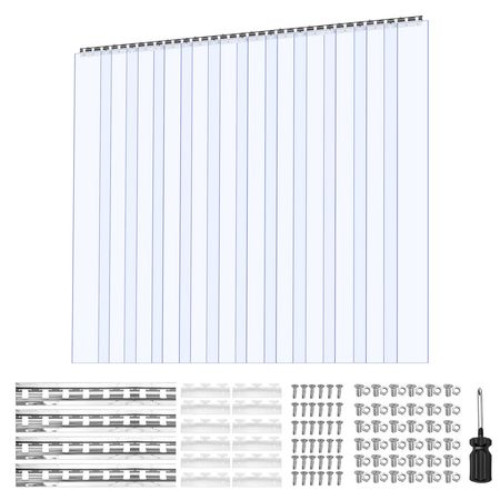 Clear PVC Strip Curtain, 84 in Height x 72 in Width x 0.08 in Thickness, 12 PCS Walk in Freezer Cooler Curtain Strips, Smooth Waterproof Plastic Door Strips for Warehouse, Freezer, Garage Doors