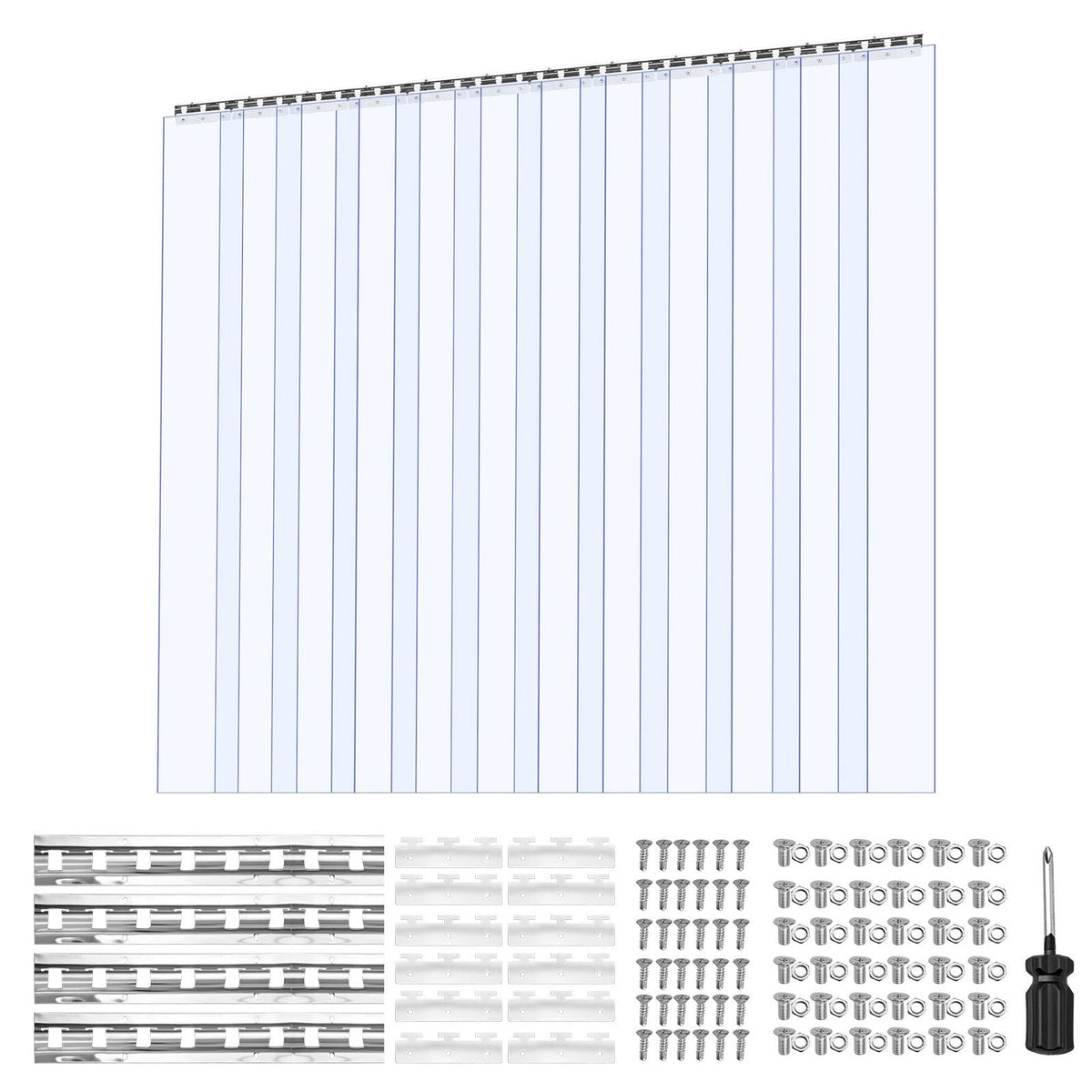 Clear PVC Strip Curtain, 84 in Height x 72 in Width x 0.08 in Thickness, 12 PCS Walk in Freezer Cooler Curtain Strips, Smooth Waterproof Plastic Door Strips for Warehouse, Freezer, Garage Doors