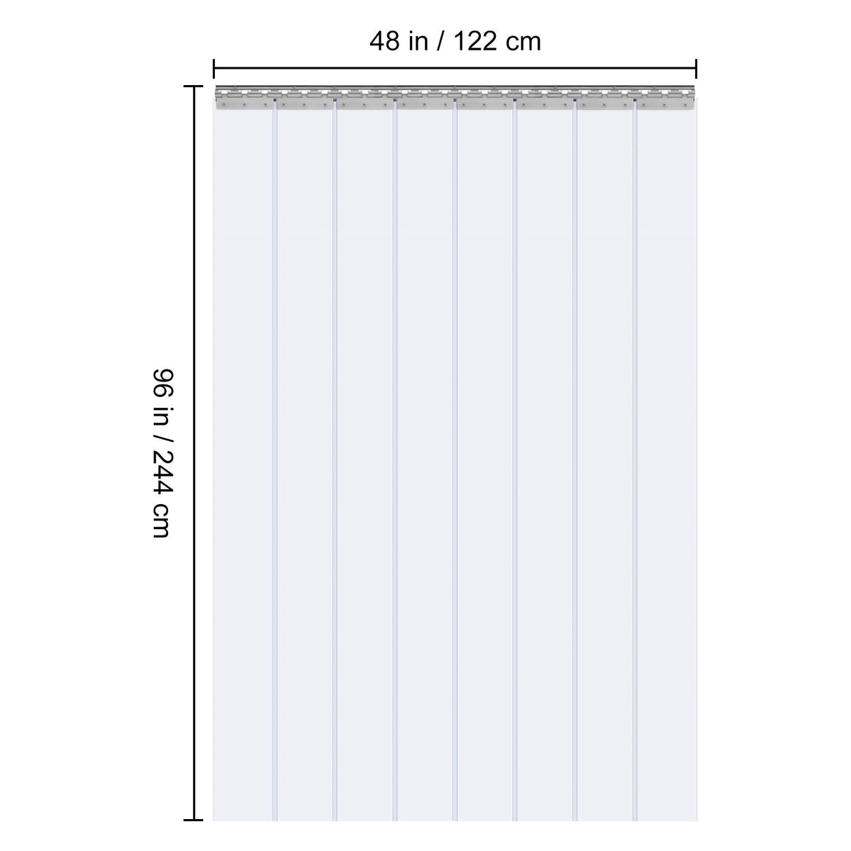 Clear PVC Strip Curtain, 96 in Height x 48 in Width x 0.08 in Thickness, 8 PCS Walk in Freezer Cooler Curtain Strips, Smooth Waterproof Plastic Door Strips for Warehouse, Freezer, Garage Doors