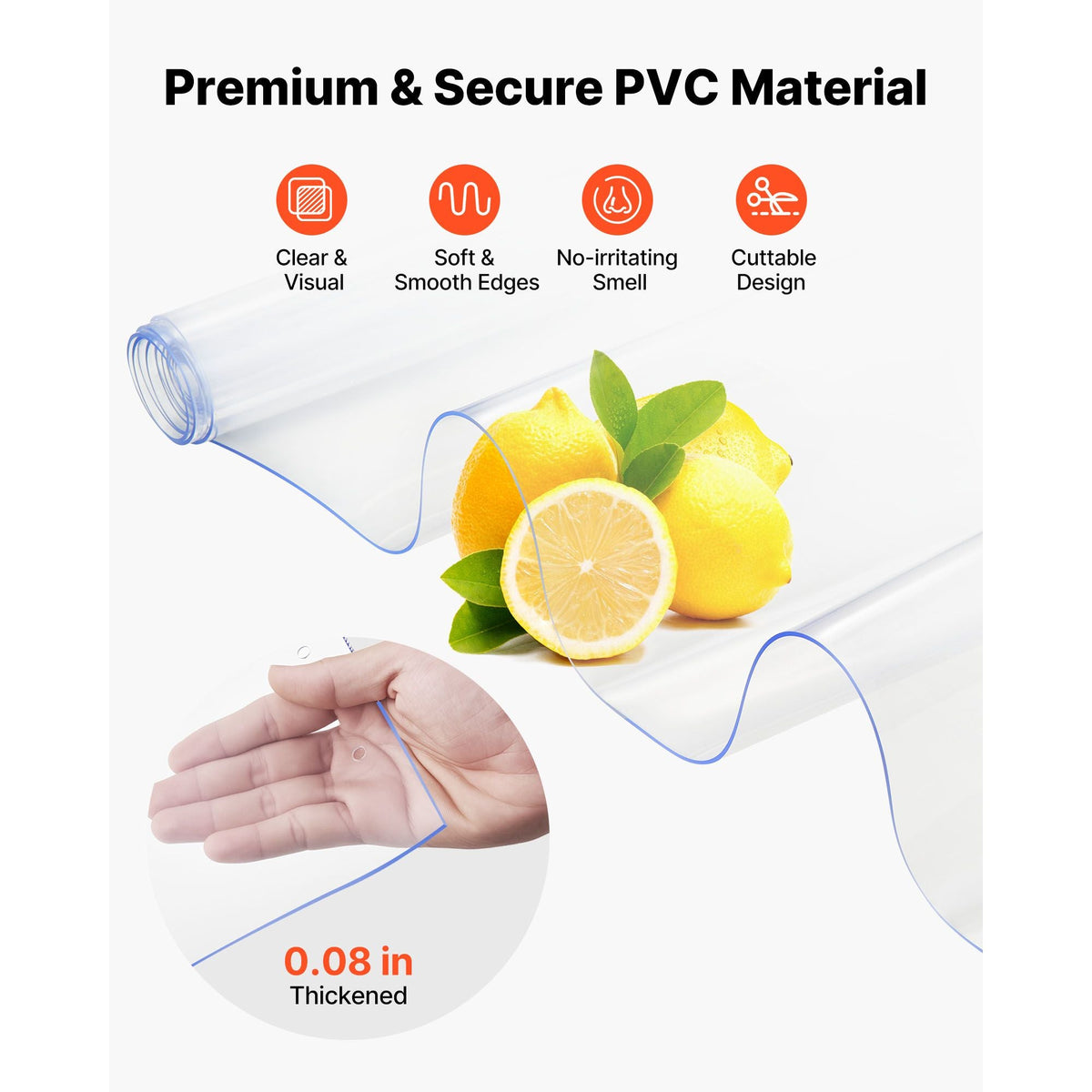 Clear PVC Strip Curtain, 96 in Height x 60 in Width x 0.08 in Thickness, 10 PCS Walk in Freezer Cooler Curtain Strips, Smooth Waterproof Plastic Door Strips for Warehouse, Freezer, Garage Doors