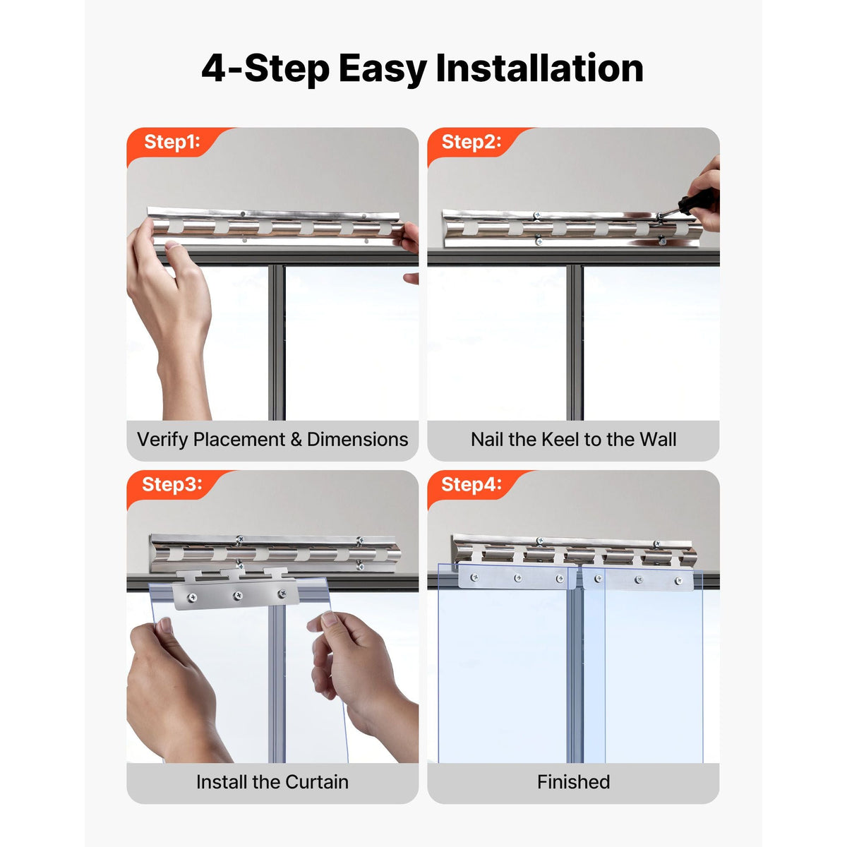 Clear PVC Strip Curtain, 96 in Height x 60 in Width x 0.08 in Thickness, 10 PCS Walk in Freezer Cooler Curtain Strips, Smooth Waterproof Plastic Door Strips for Warehouse, Freezer, Garage Doors