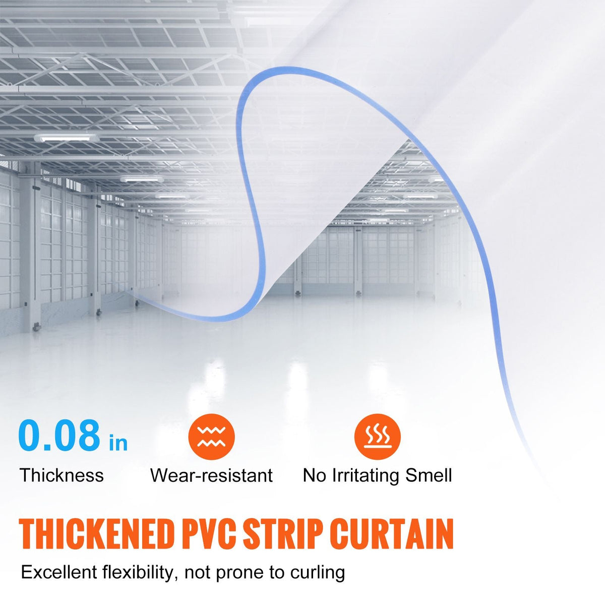 Clear PVC Strip Curtain, 96 in Height x 72 in Width x 0.08 in Thickness, 12 PCS Walk in Freezer Cooler Curtain Strips, Smooth Waterproof Plastic Door Strips for Warehouse, Freezer, Garage Doors