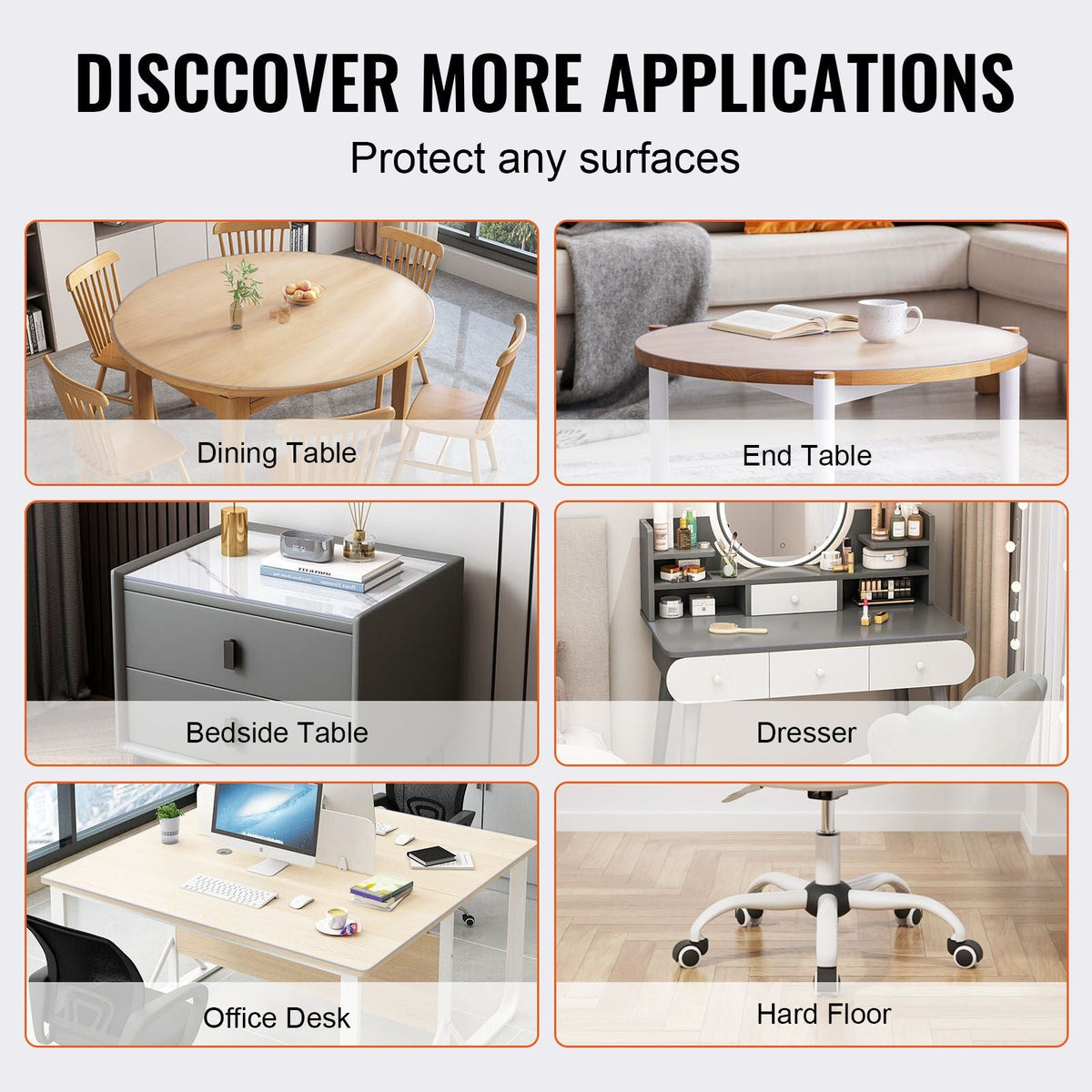 Clear Table Cover Protector, 42 inch/1068 mm Round Table Cover, 1.5 mm Thick PVC Plastic Tablecloth, Waterproof Desktop Protector for Writing Desk, Coffee Table, Dining Room Table