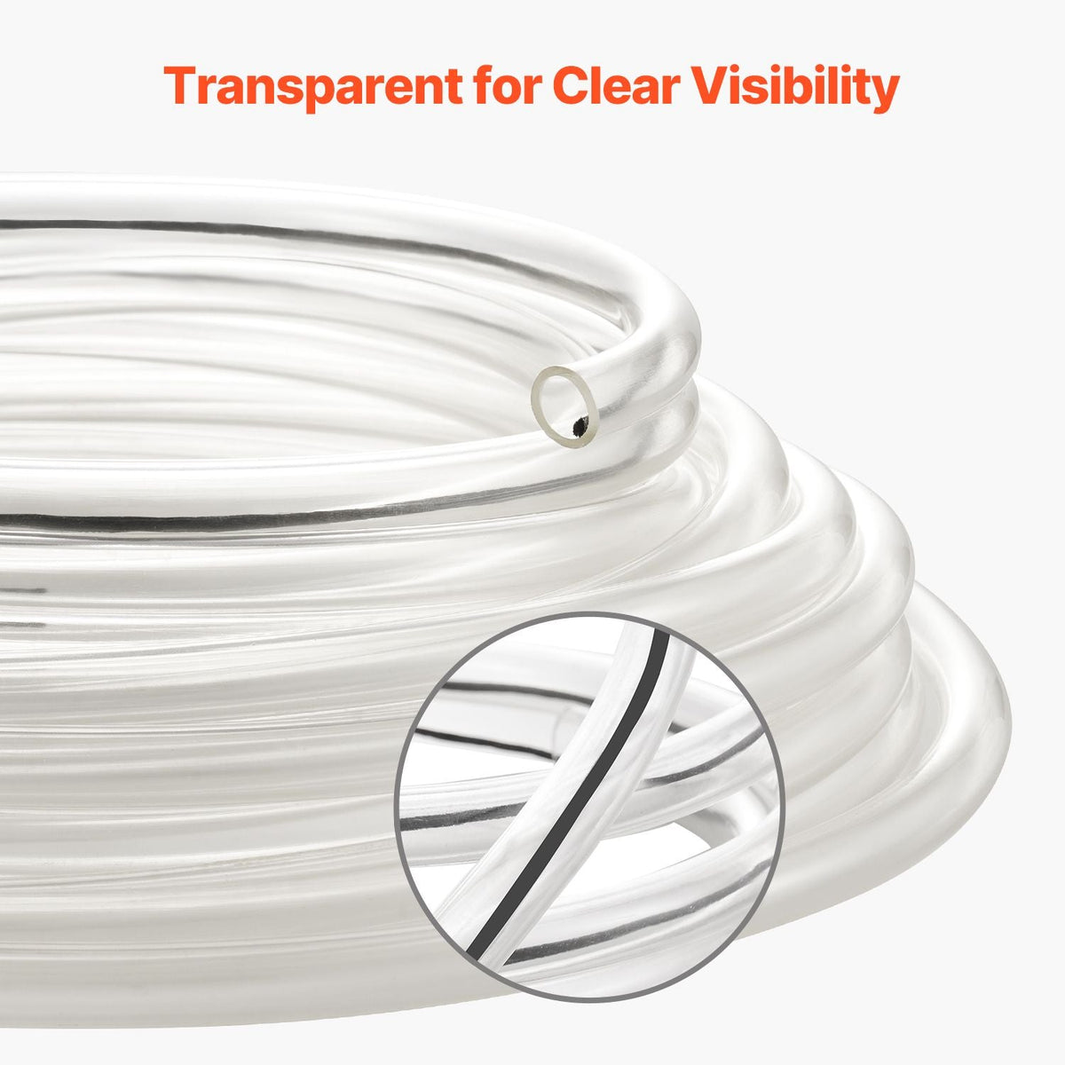 Clear Vinyl Tubing, 3/8" ID x 1/2" OD, 50FT Plastic PVC Tubing, Flexible and Cuttable Clear Hose, 1/16 in Wall Thickness, High-strength PVC Material for Aquarium Irrigation Swimming Pool Lab