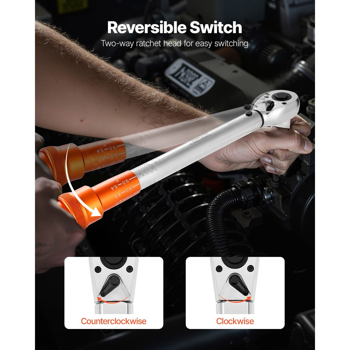Click Torque Wrench Set, 3 Pieces, 1/4, 3/8, 1/2 Inch Drive, 10-170 lbf-ft, 5-45 lbf-ft, 20-240 lbf-in, Dual-direction and Dual Range Scales, 72-Tooth, ±3% High Precision, for Bicycle Repair