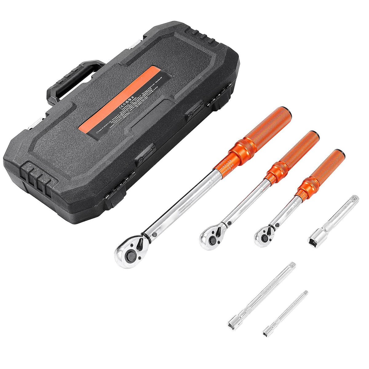 Click Torque Wrench Set, 3 Pieces, 1/4, 3/8, 1/2 Inch Drive, 10-170 lbf-ft, 5-45 lbf-ft, 20-240 lbf-in, Dual-direction and Dual Range Scales, 72-Tooth, ±3% High Precision, for Bicycle Repair