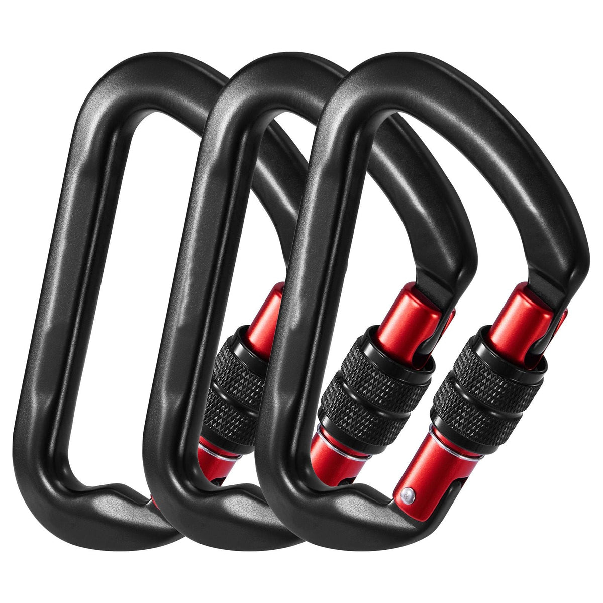 Climbing Carabiner Clips, 3 PCS Heavy Duty Caribiner, Professional 30 KN / 6744 lbs Spindle Strength, Large D-Shaped for Hiking,Rappelling,Rescue,Dog Leash,Hammocks, Swings