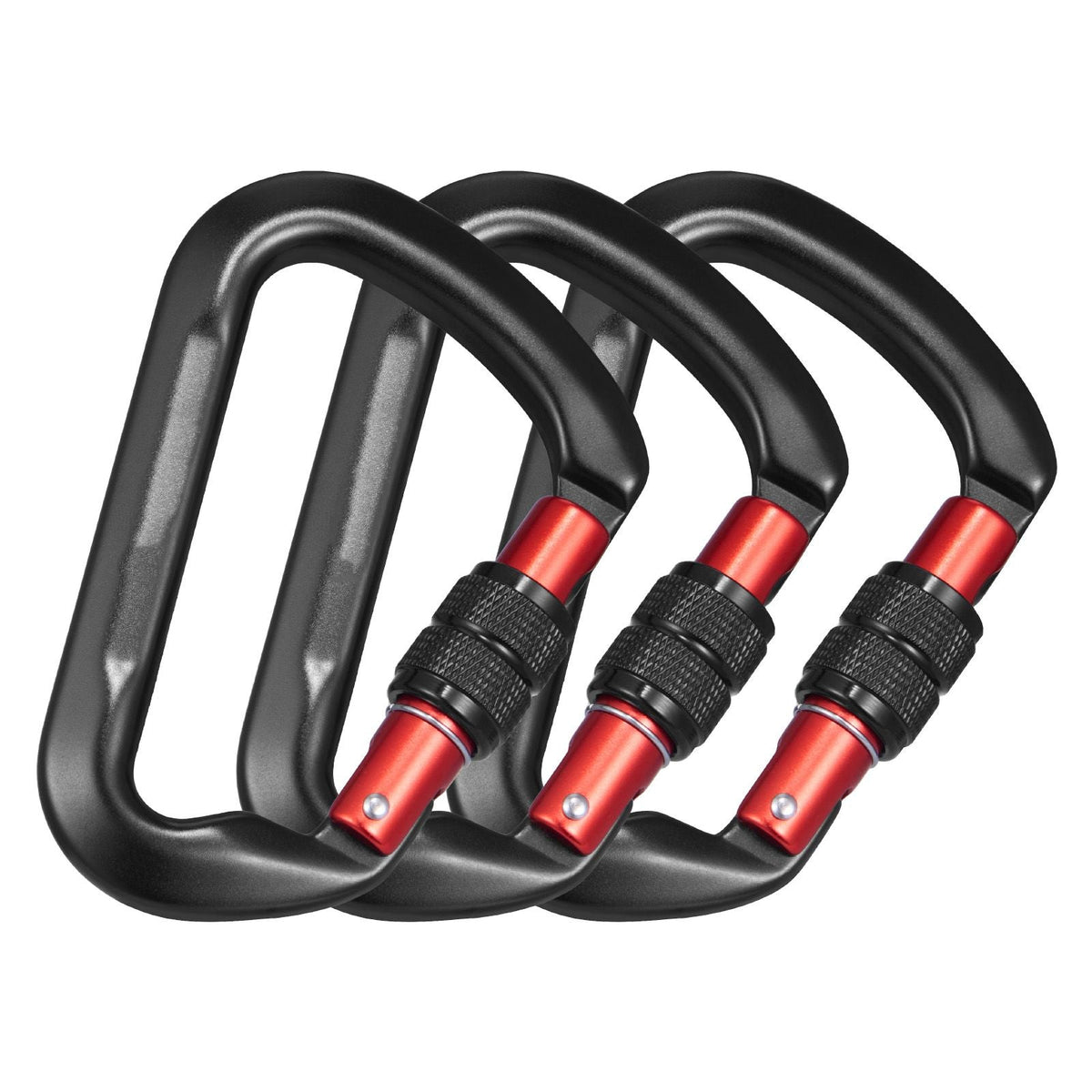 Climbing Carabiner Clips, 3 PCS Heavy Duty Caribiner, Professional 30 KN / 6744 lbs Spindle Strength, Large D-Shaped for Hiking,Rappelling,Rescue,Dog Leash,Hammocks, Swings