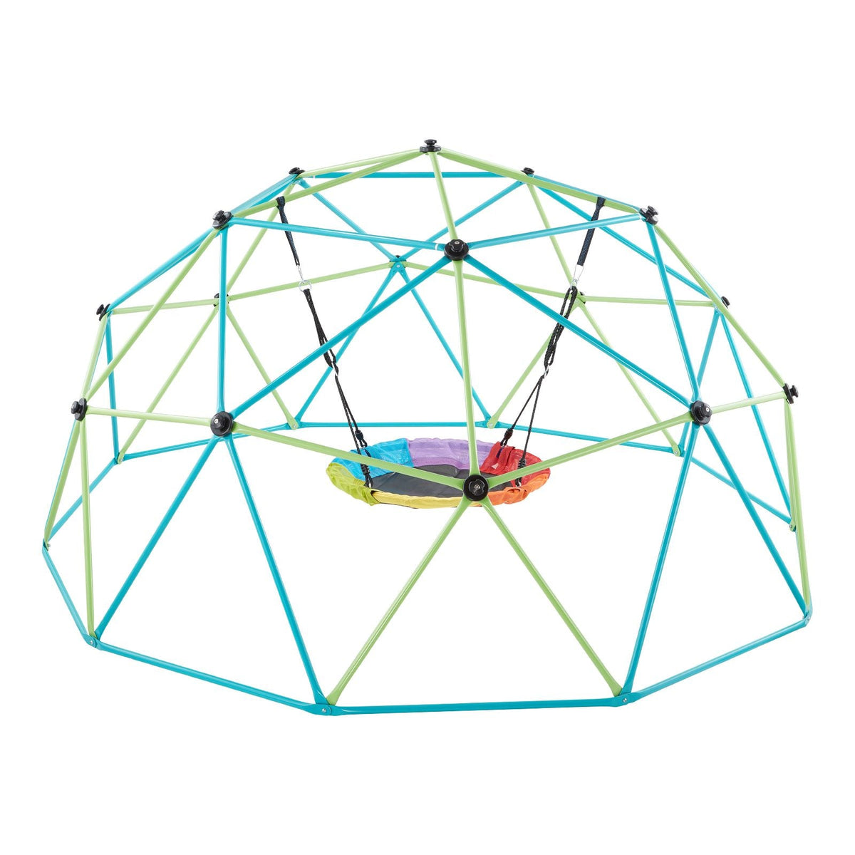 Climbing Dome, 10FT Geometric Dome Climber with Saucer Swing, 1000LBS Loading Kid's Jungle Gym Playground, Easy-Assembly Outdoor Backyard Climbing Equipment for Boys Girls 3 to 10 Years Old