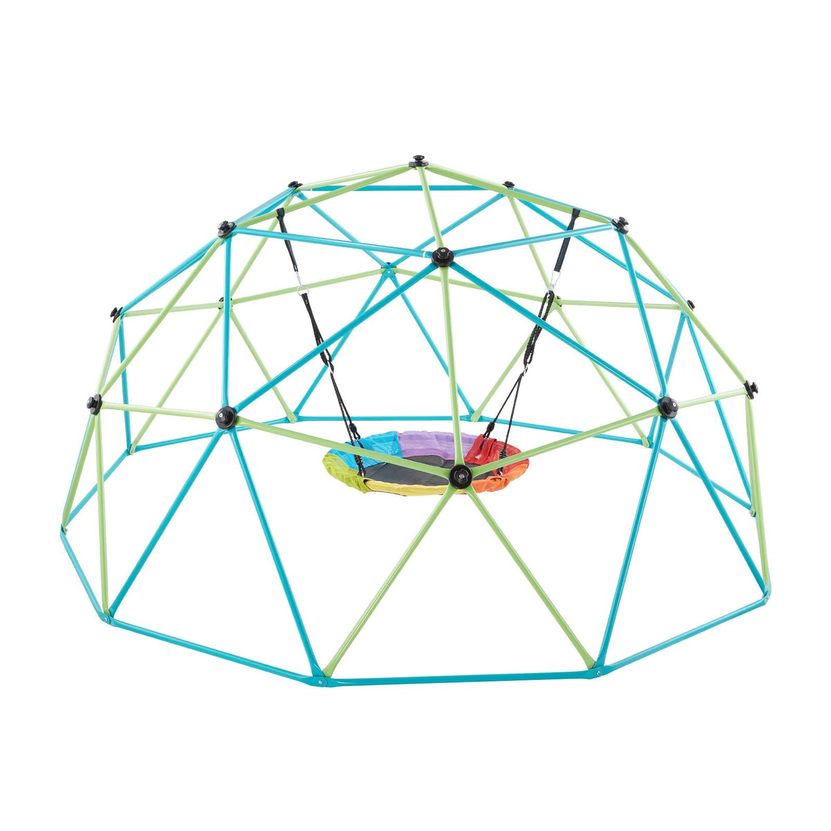 Climbing Dome, 10FT Geometric Dome Climber with Saucer Swing, 1000LBS Loading Kid's Jungle Gym Playground, Easy-Assembly Outdoor Backyard Climbing Equipment for Boys Girls 3 to 10 Years Old