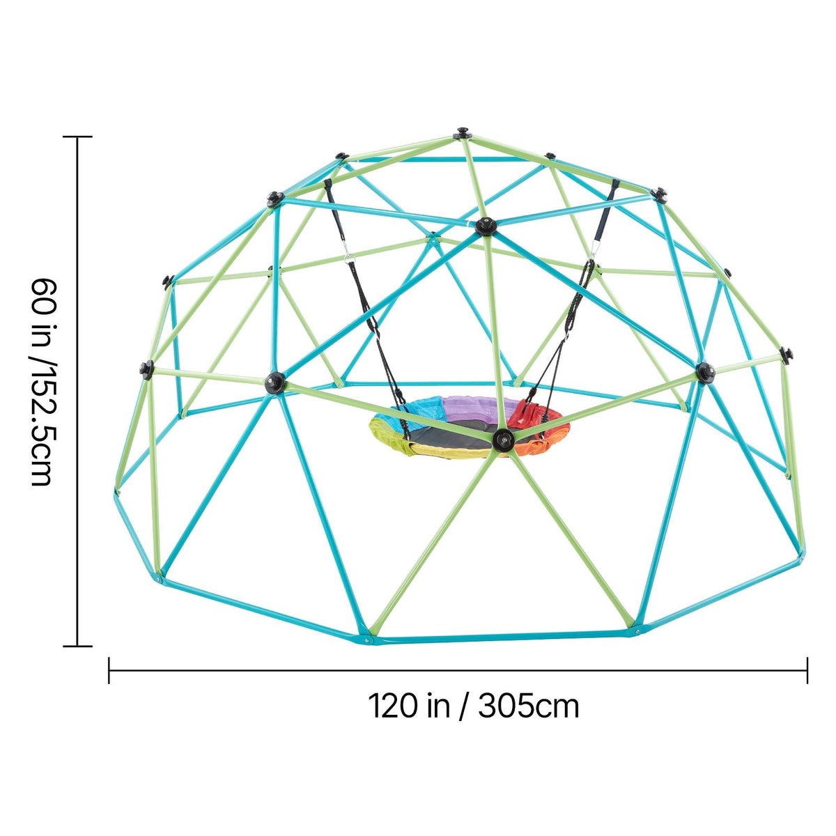 Climbing Dome, 10FT Geometric Dome Climber with Saucer Swing, 1000LBS Loading Kid's Jungle Gym Playground, Easy-Assembly Outdoor Backyard Climbing Equipment for Boys Girls 3 to 10 Years Old