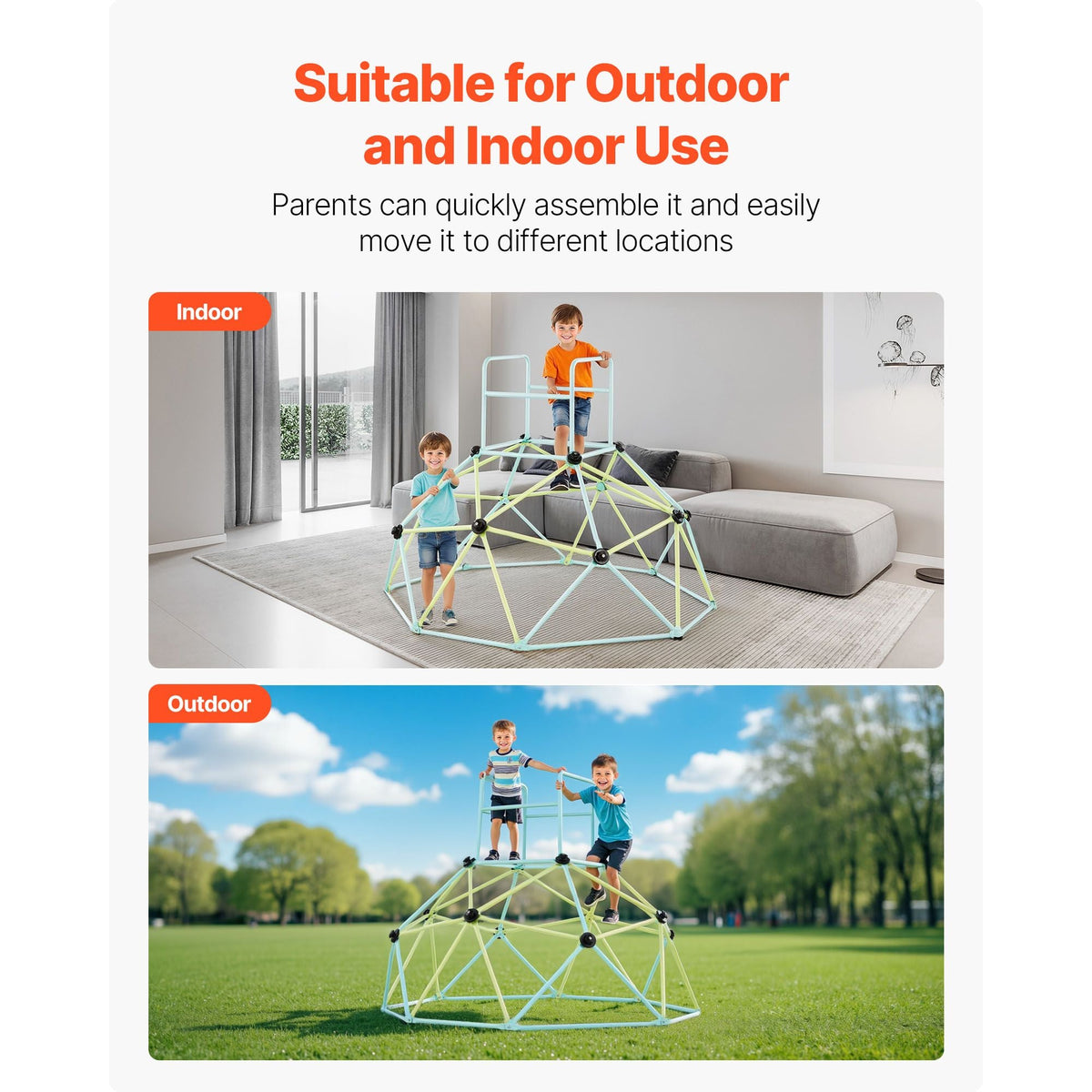 Climbing Dome, 6FT Geometric Dome Climber for Kids, 600LBS Loading Indoor/Outdoor Jungle Gym Playground, Easy-Assembly Backyard Climbing Play Equipment for Boys Girls 3 to 10 Years Old
