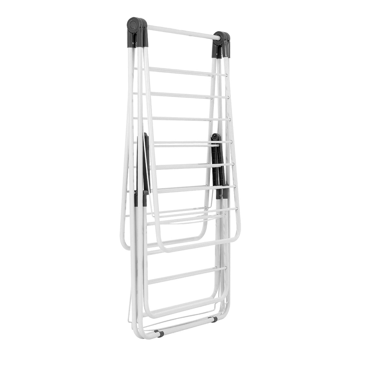 Clothes Drying Rack, 2-Tier Foldable Laundry Dryer Rack with Sock Clips & 31 Dry Rods, Metal Height Adjustable Drying Racks for Outdoor & Indoor, Free-Standing & Space-Saving Hanger, White
