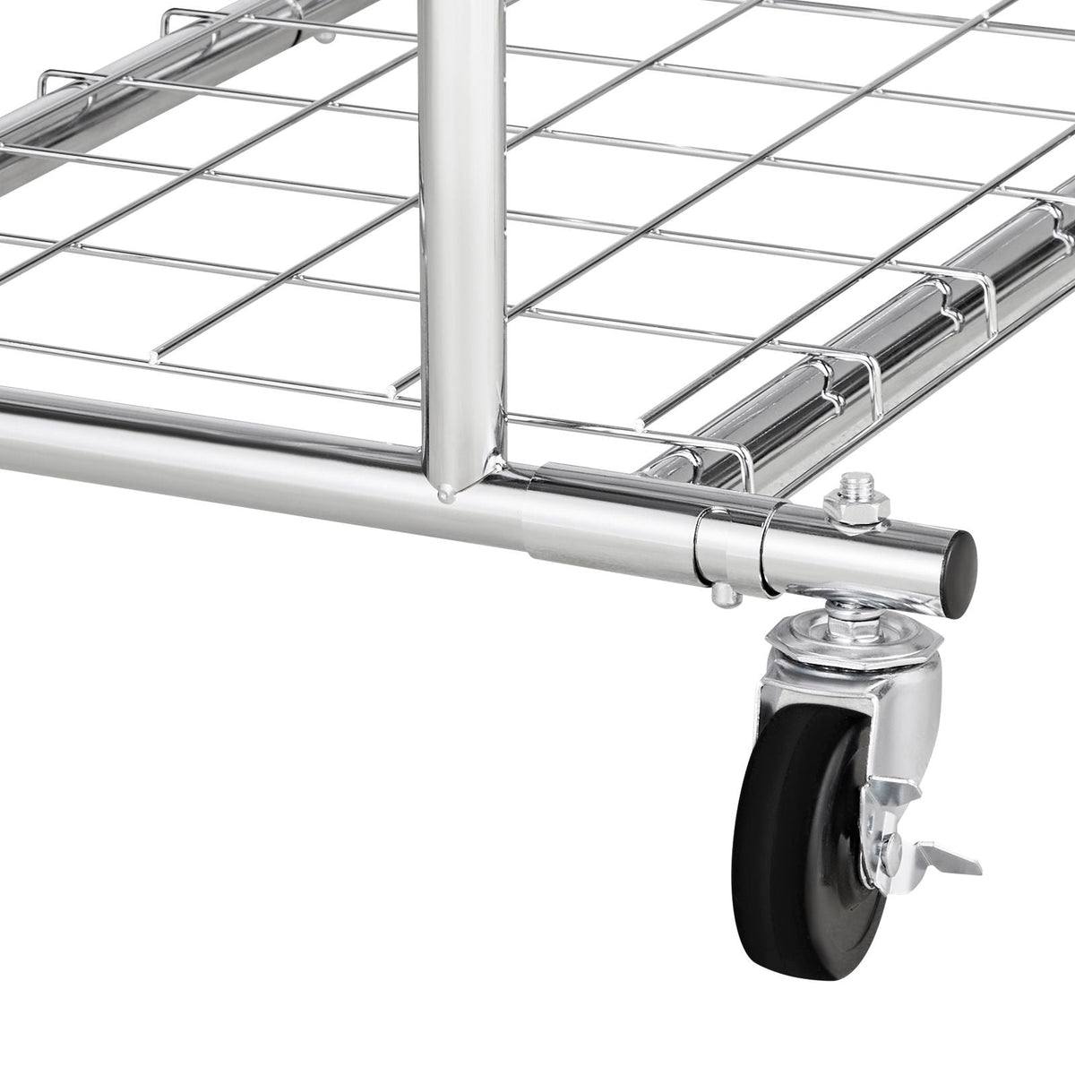 Clothes Rack, Rolling Clothing Garment Rack with 2 Hanging Rods and 2 Storage Shelves, 264 lbs Load Capacity, Adjustable Height Carbon Steel Clothing Racks for Bedroom, Laundry, Living Room