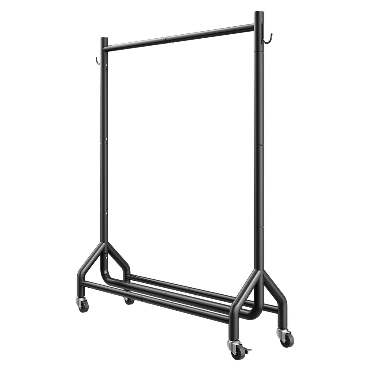 Clothes Rack, Rolling Clothing Garment Rack with Hanging Rod and Side Hooks, 198 lbs Load Capacity, Heavy Duty Carbon Steel Clothing Racks with Wheels, Ideal for Bedroom, Laundry, Living Room