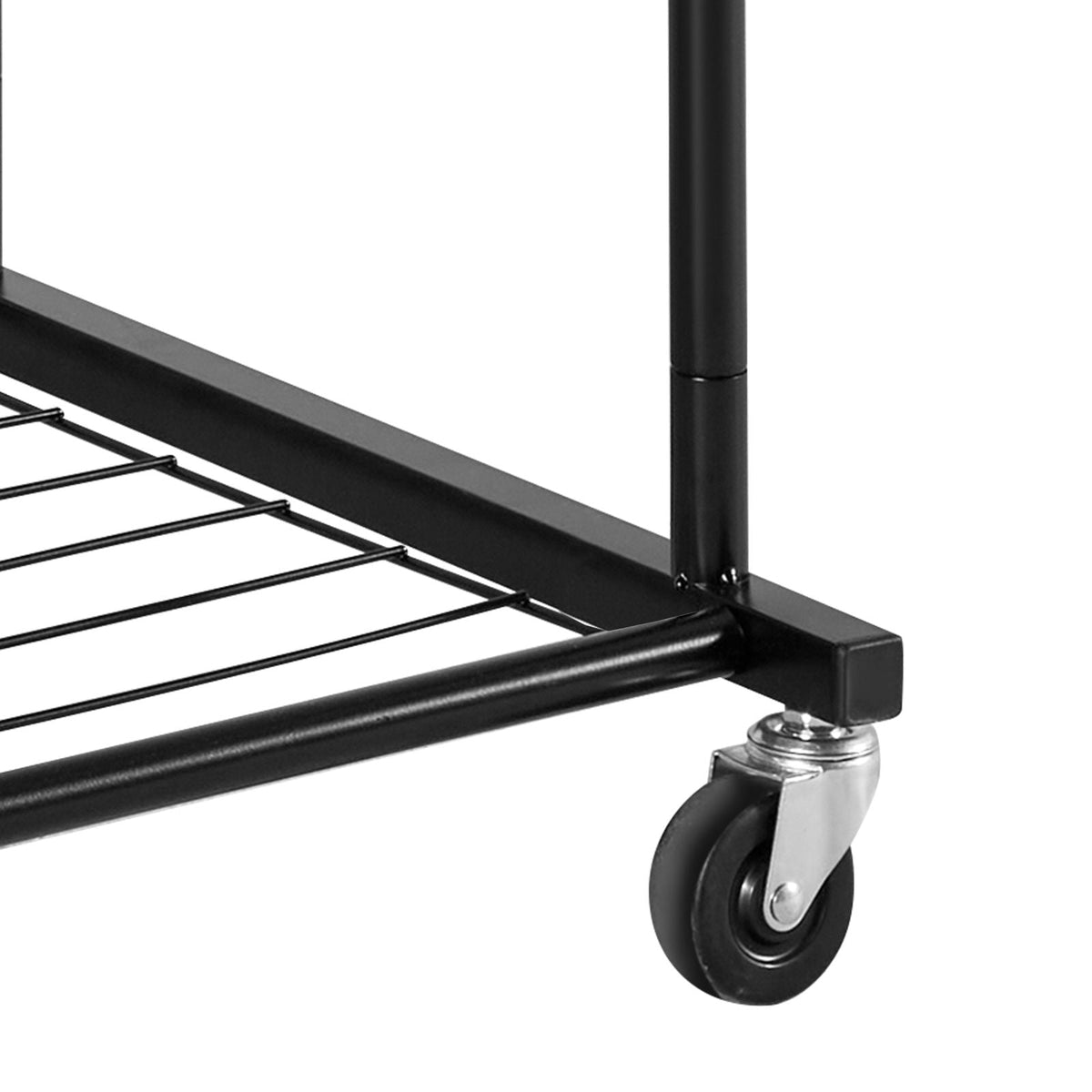 Clothes Rack, Rolling Clothing Garment Rack with Hanging Rod and Side Hooks, 3 Storage Shelves, 99 lbs Load Capacity, Heavy Duty Carbon Steel Clothing Racks for Bedroom, Laundry, Living Room