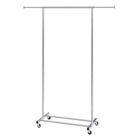 Clothes Rack with Wheels, Heavy Duty Clothing Garment Rack with Hanging Rod and Bottom Storage Area, Adjustable Length Clothing Rack, 2 Lockable Wheels