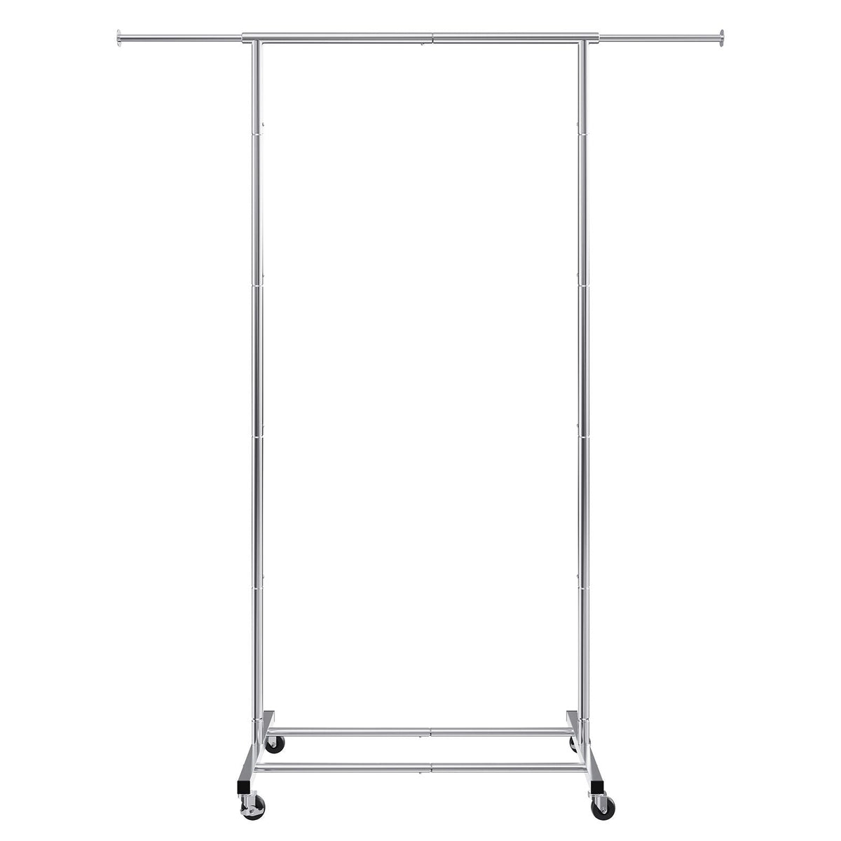 Clothes Rack with Wheels, Heavy Duty Clothing Garment Rack with Hanging Rod and Bottom Storage Area, Adjustable Length Clothing Rack, 2 Lockable Wheels