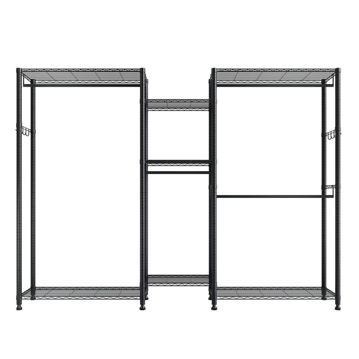 Clothing Garment Rack, Heavy Duty Closet Wardrobe, 7 Adjustable Tiers Clothes Racks with Steel Frame, 850 lbs Load Capacity Clothes Rack with 4 Hanging Rods for Bedroom, Clothing Store, Hallway