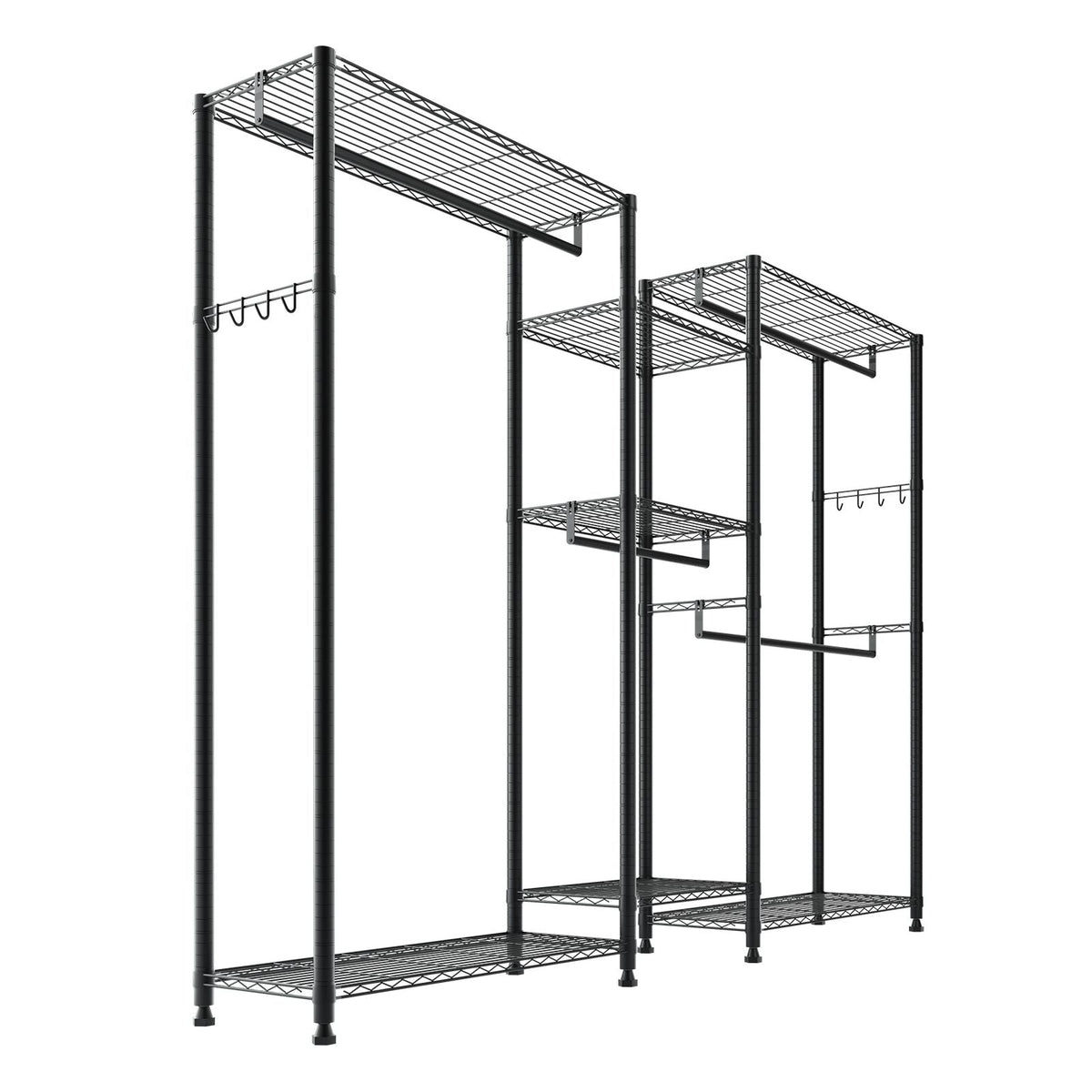 Clothing Garment Rack, Heavy Duty Closet Wardrobe, 7 Adjustable Tiers Clothes Racks with Steel Frame, 850 lbs Load Capacity Clothes Rack with 4 Hanging Rods for Bedroom, Clothing Store, Hallway