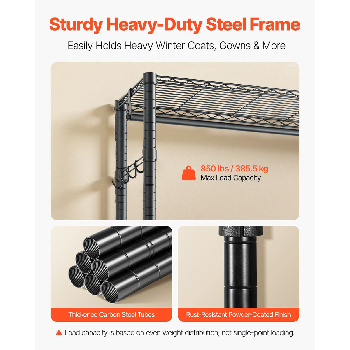 Clothing Garment Rack, Heavy Duty Closet Wardrobe, 7 Adjustable Tiers Clothes Racks with Steel Frame, 850 lbs Load Capacity Clothes Rack with 4 Hanging Rods for Bedroom, Clothing Store, Hallway