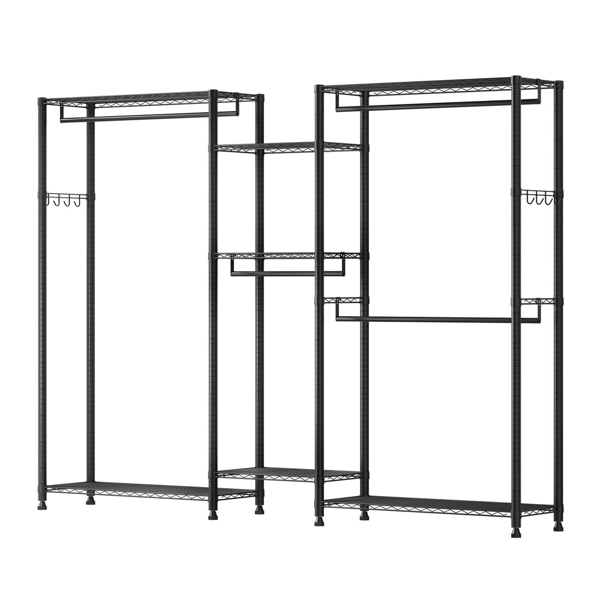 Clothing Garment Rack, Heavy Duty Closet Wardrobe, 7 Adjustable Tiers Clothes Racks with Steel Frame, 850 lbs Load Capacity Clothes Rack with 4 Hanging Rods for Bedroom, Clothing Store, Hallway