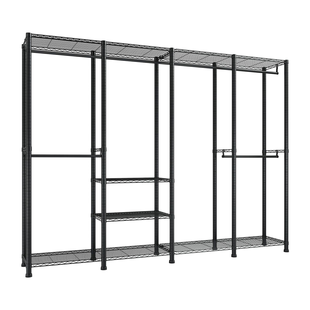 Clothing Garment Rack, Heavy Duty Closet Wardrobe, Adjustable Tiers Clothes Racks with Steel Frame, 1100 lbs Load Capacity Clothes Rack with 4 Hanging Rods for Bedroom, Clothing Store, Hallway