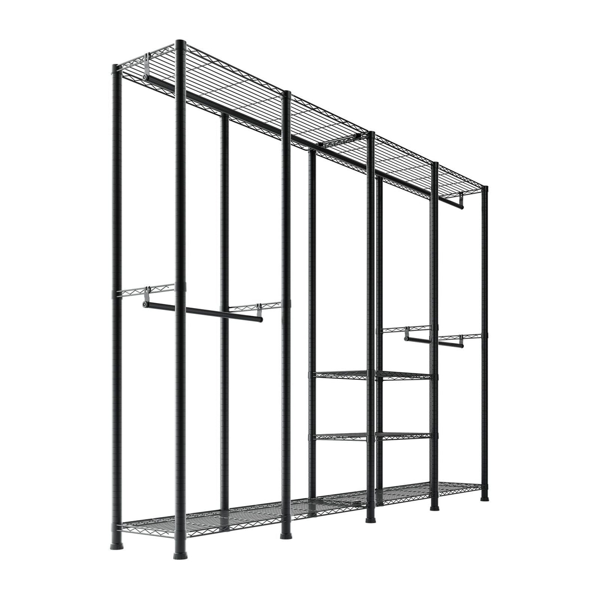 Clothing Garment Rack, Heavy Duty Closet Wardrobe, Adjustable Tiers Clothes Racks with Steel Frame, 1100 lbs Load Capacity Clothes Rack with 4 Hanging Rods for Bedroom, Clothing Store, Hallway